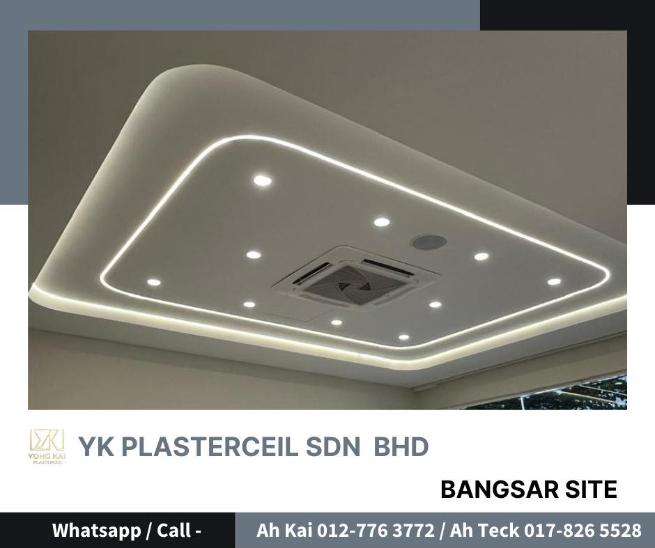 Plaster ceiling with LED profile outline Bangsar beauty salon fit-out — plaster ceiling with recessed LED profile outline