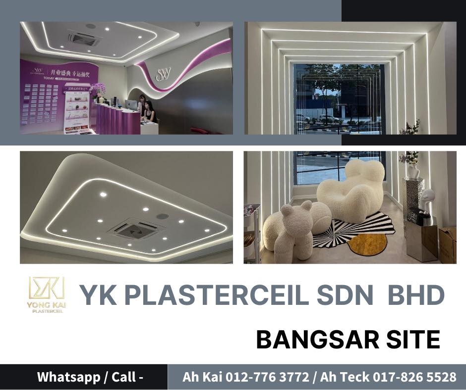 Reception counter and curved feature wall Bangsar beauty salon fit-out — reception counter and curved feature wall