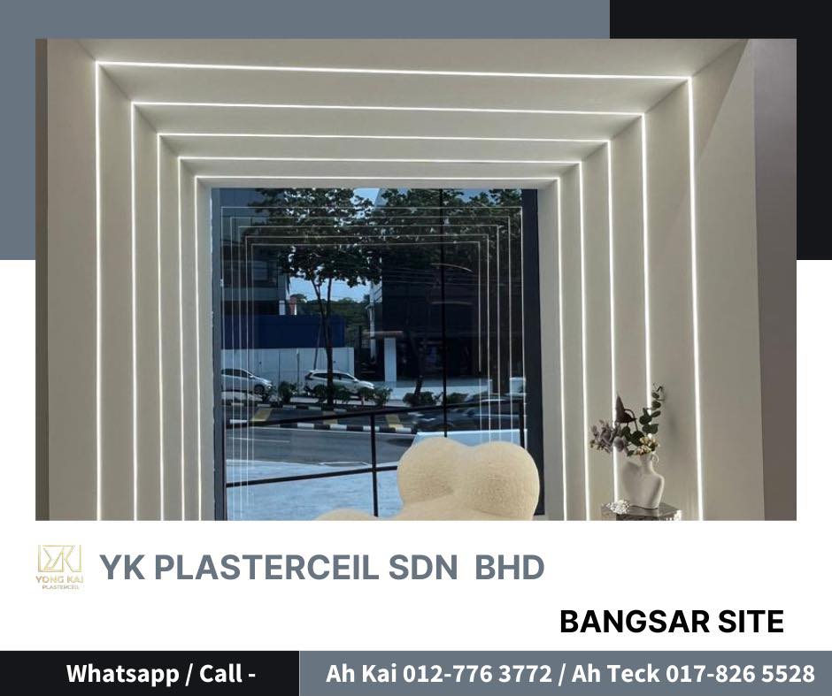 Nested LED profile arch Bangsar beauty salon fit-out — nested LED profile arch at window bay