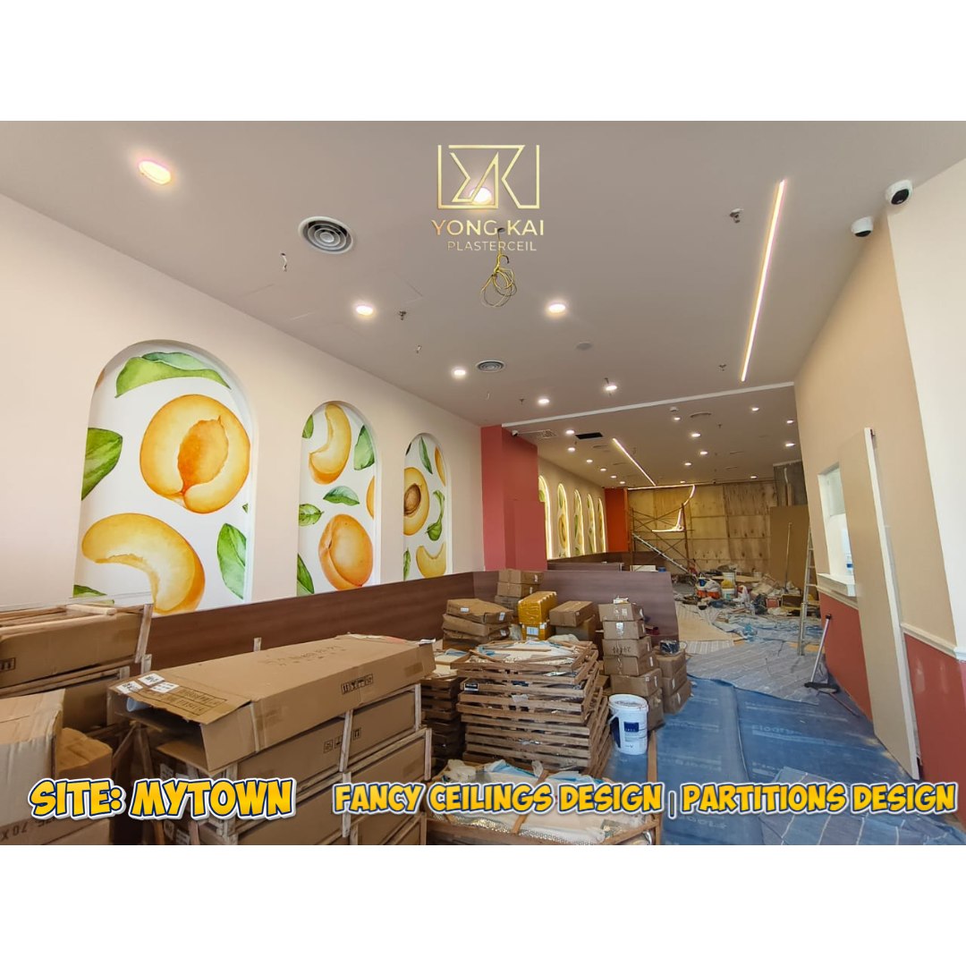 Completed ceiling and partition view MyTOWN Shopping Centre F&B fit-out — ceiling and partition completed view