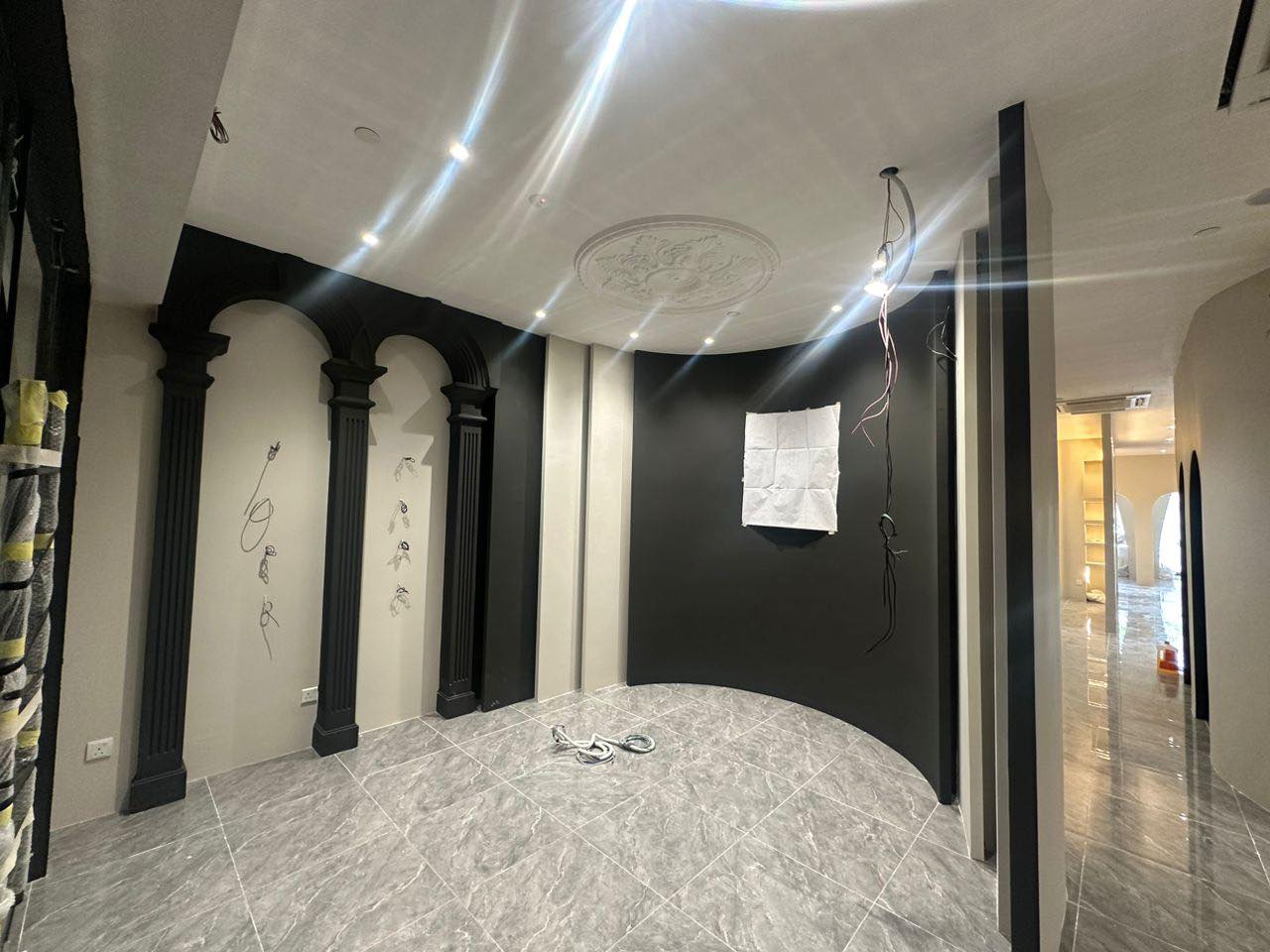 Partition wall installation Puchong beauty salon fit-out — partition wall installation
