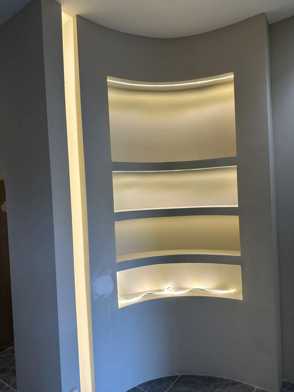 Feature wall detail Puchong beauty salon fit-out — feature wall detail